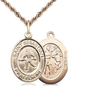 14kt Gold Filled Saint Sebastian Field Hockey Medal Catholic Jewelry