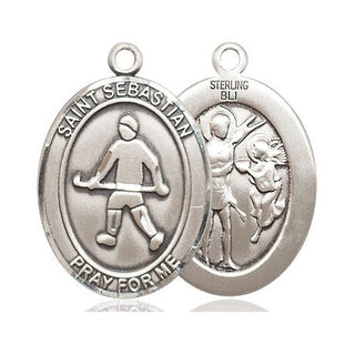 Sterling Silver Saint Sebastian Field Hockey Medal Catholic Jewelry