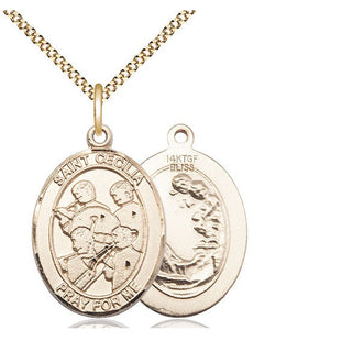 14kt Gold Filled Saint Cecilia Marching Band Medal Catholic Jewelry