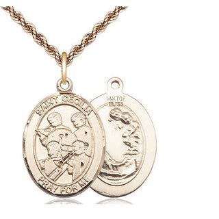 14kt Gold Filled Saint Cecilia Marching Band Medal Catholic Jewelry