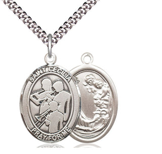 Pewter Saint Cecilia Marching Band Medal Catholic Jewelry