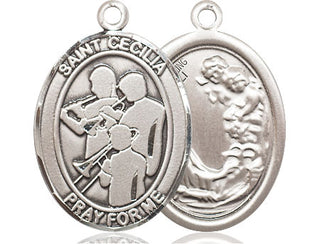 Sterling Silver Saint Cecilia Marching Band Medal Catholic Jewelry
