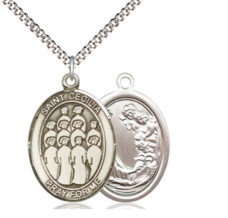 Pewter Saint Cecilia Choir Medal Catholic Jewelry