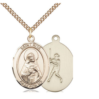 14kt Gold Saint Rita Baseball Medal