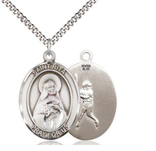 Pewter Saint Rita Baseball Medal Catholic Jewelry