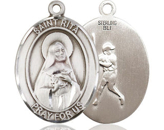 Sterling Silver Saint Rita Baseball Medal Catholic Jewelry