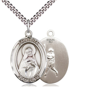 Sterling Silver Saint Rita Baseball Medal Catholic Jewelry