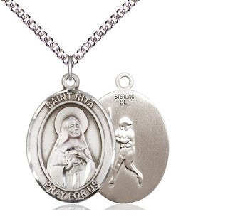 Sterling Silver Saint Rita Baseball Medal Catholic Jewelry