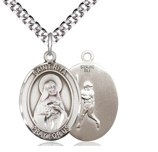 Sterling Silver Saint Rita Baseball Medal Catholic Jewelry