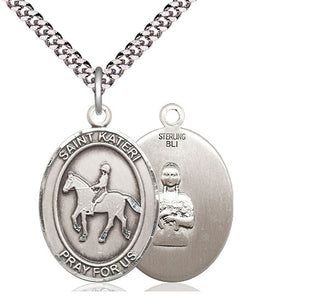Sterling Silver Saint Kateri Equestrian Medal Catholic Jewelry
