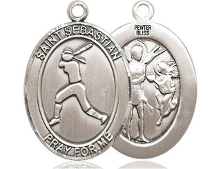 Pewter Saint Sebastian  Softball Medal