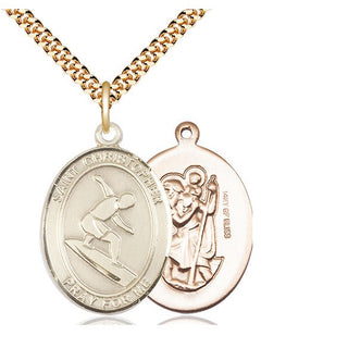 14kt Gold Filled Saint Christopher Surfing Medal Catholic Jewelry