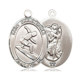 Pewter Saint Christopher Surfing Medal