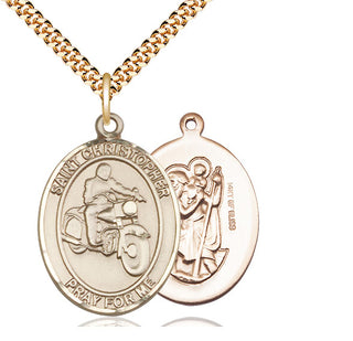 14kt Gold Filled Saint Christopher Motorcycle Medal Catholic Jewelry