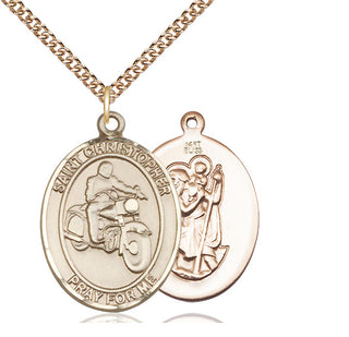 14kt Gold Saint Christopher Motorcycle Medal
