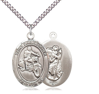 Sterling Silver Saint Christopher Motorcycle Medal Catholic Jewelry