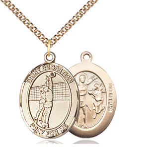14kt Gold Filled Saint Sebastian Volleyball Medal Catholic Jewelry