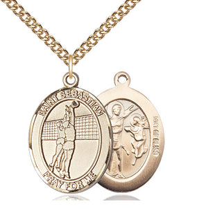 14kt Gold Filled Saint Sebastian Volleyball Medal Catholic Jewelry