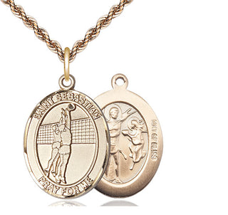 14kt Gold Filled Saint Sebastian Volleyball Medal Catholic Jewelry