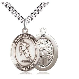 Pewter Saint Sebastian Rugby Medal Catholic Jewelry