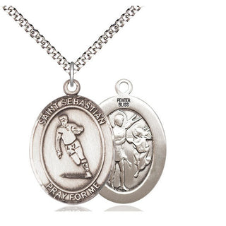 Pewter Saint Sebastian Rugby Medal Catholic Jewelry