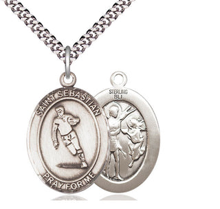 Sterling Silver Saint Sebastian Rugby Medal Catholic Jewelry
