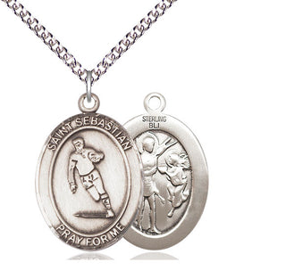 Sterling Silver Saint Sebastian Rugby Medal Catholic Jewelry