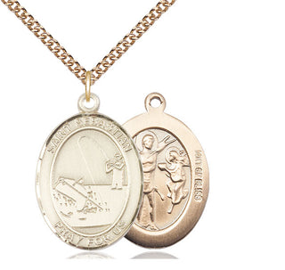 14kt Gold Filled Saint Sebastian Fishing Medal Catholic Jewelry