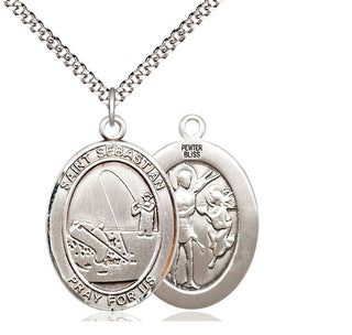 Pewter Saint Sebastian Fishing Medal Catholic Jewelry
