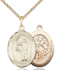 14kt Gold Filled Saint Sebastian Archery Medal Catholic Jewelry