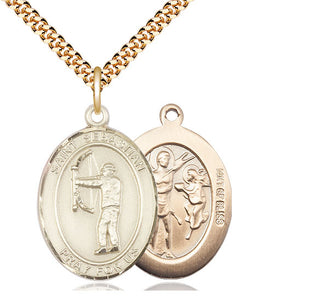 14kt Gold Filled Saint Sebastian Archery Medal Catholic Jewelry