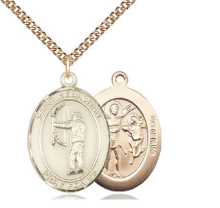14kt Gold Filled Saint Sebastian Archery Medal Catholic Jewelry
