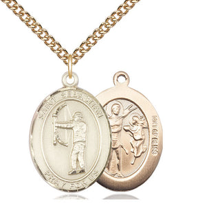 14kt Gold Filled Saint Sebastian Archery Medal Catholic Jewelry