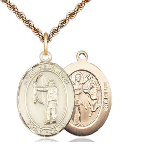 14kt Gold Filled Saint Sebastian Archery Medal Catholic Jewelry
