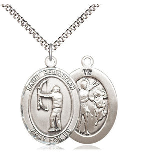 Pewter Saint Sebastian Archery Medal Catholic Jewelry