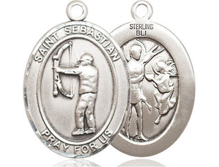 Sterling Silver Saint Sebastian Archery Medal Catholic Jewelry
