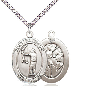 Sterling Silver Saint Sebastian Archery Medal Catholic Jewelry