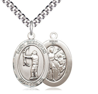 Sterling Silver Saint Sebastian Archery Medal Catholic Jewelry
