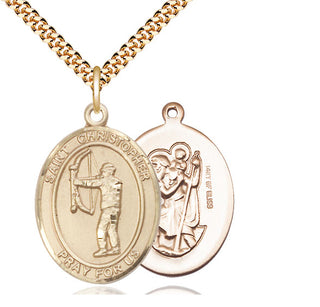 14kt Gold Filled Saint Christopher Archery Medal Catholic Jewelry