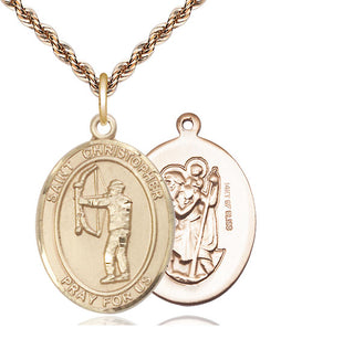 14kt Gold Filled Saint Christopher Archery Medal Catholic Jewelry