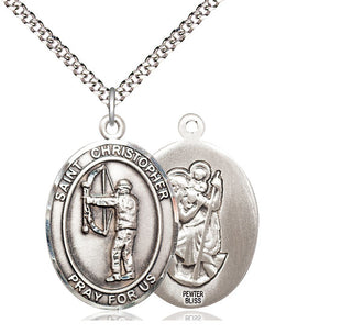 Pewter Saint Christopher Archery Medal Catholic Jewelry