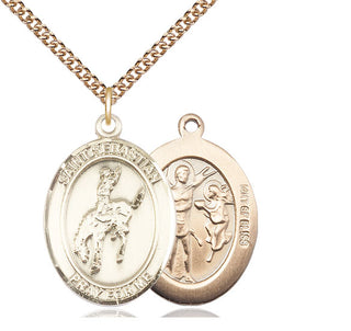14kt Gold Filled Saint Sebastian Rodeo Medal Catholic Jewelry
