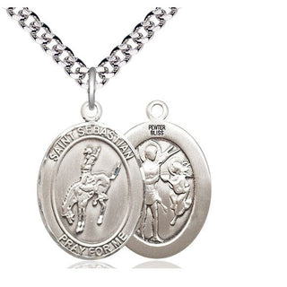 Pewter Saint Sebastian Rodeo Medal Catholic Jewelry