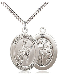 Pewter Saint Sebastian Rodeo Medal Catholic Jewelry
