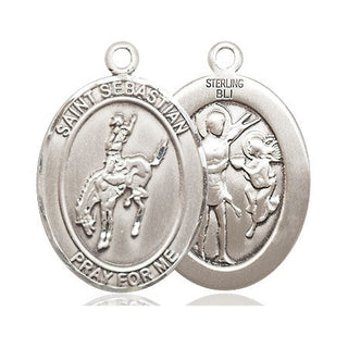 Sterling Silver Saint Sebastian Rodeo Medal Catholic Jewelry