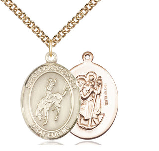 14kt Gold Filled Saint Christopher Rodeo Medal Catholic Jewelry