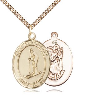 14kt Gold Saint Christopher Skiing Medal