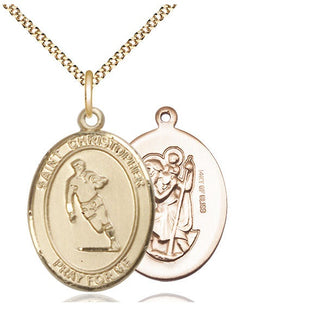 14kt Gold Filled Saint Christopher Rugby Medal Catholic Jewelry