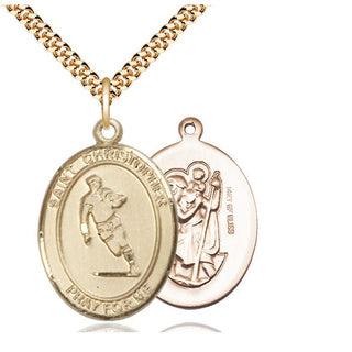 14kt Gold Filled Saint Christopher Rugby Medal Catholic Jewelry