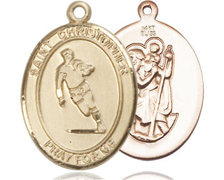 14kt Gold Saint Christopher Rugby Medal